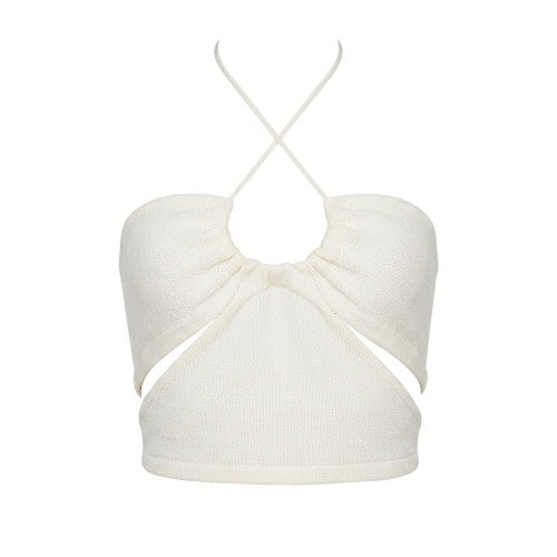 Front - Missy Empire Womens/Ladies Crossover Ribbed Fitted Crop Top
