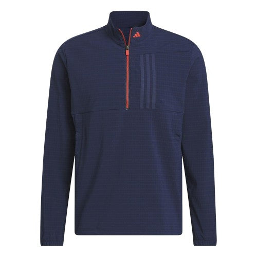 Front - Adidas Mens Ultimate365 Tour Pull Over WIND RDY Half Zip Sweatshirt