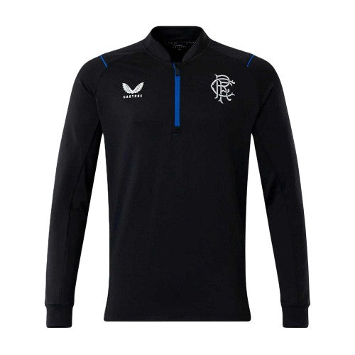 Front - Castore Mens Rangers FC Quarter Zip Training Fleece Top