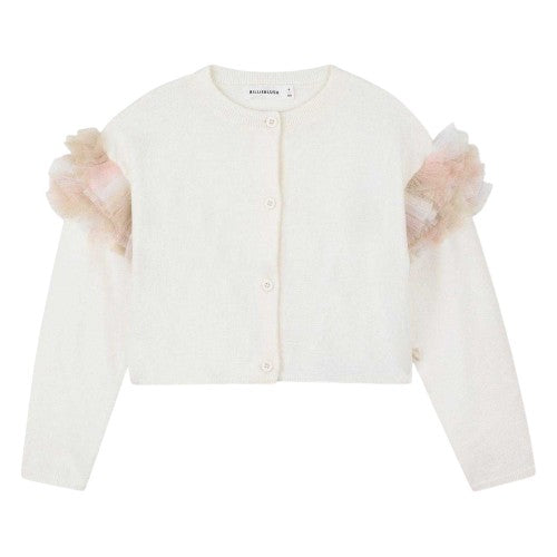 Front - Billieblush Girls Fine Knit Ruffle Cardigan
