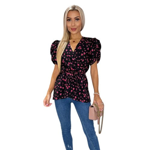 Front - AX Paris Womens/Ladies Floral Wrap Top