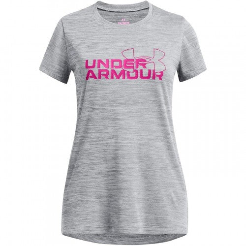 Front - Under Armour Girls Tech Wordmark Regular T-Shirt