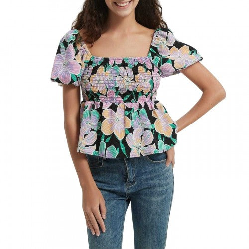 Front - Be You Womens/Ladies Square Neck Relaxed Fit Blouse