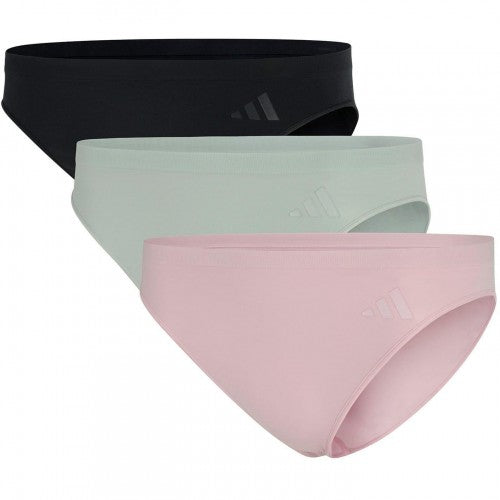 Front - Adidas Womens/Ladies Low Rise Bikini Bottoms (Pack of 3)