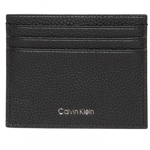 Front - Calvin Klein Logo Leather Card Holder