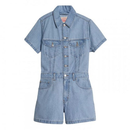 Front - Levis Womens/Ladies Collared Short-Sleeved Playsuit