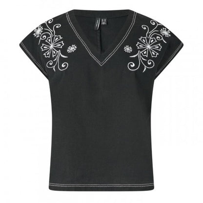 Front - Vero Moda Womens/Ladies Embroidered V Neck Short-Sleeved Blouse