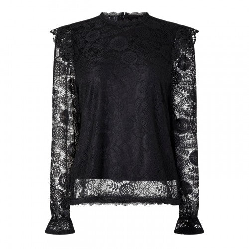 Front - Pieces Womens/Ladies Lace High-Neck Regular Blouse
