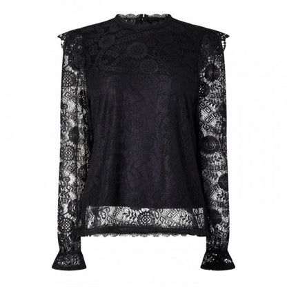 Front - Pieces Womens/Ladies Lace High-Neck Regular Blouse