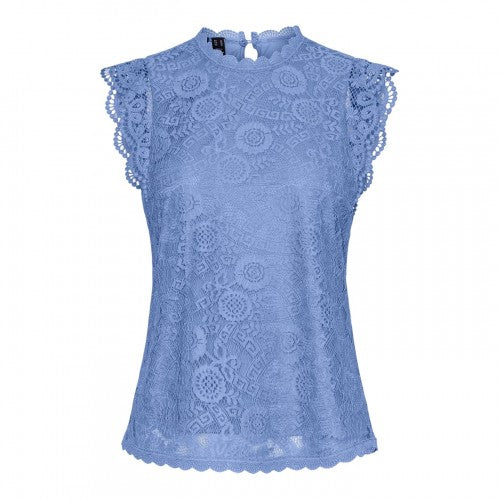 Front - Pieces Womens/Ladies Lace High-Neck Regular Sleeveless Blouse