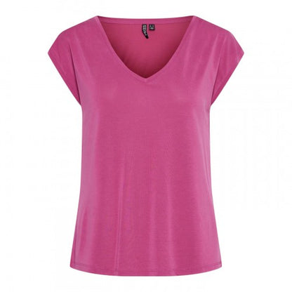 Front - Pieces Womens/Ladies Pckamala Knitted V Neck T-Shirt