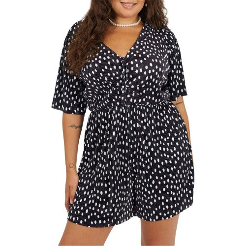Front - Brave Soul Womens/Ladies Polka Dot Short-Sleeved Playsuit