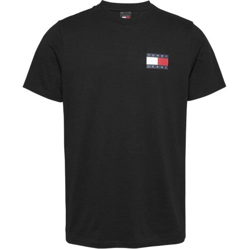 Front - Tommy Jeans Mens Flag Crew Neck Slim T-Shirt