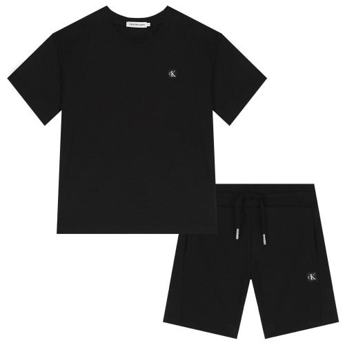 Front - Calvin Klein Childrens/Kids Jeans Embroidered Logo T-Shirt & Shorts Set