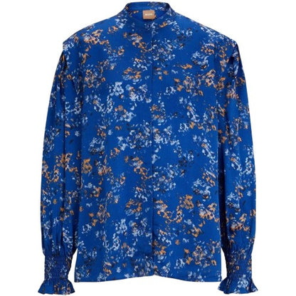 Front - Boss Womens/Ladies Floral Pattern Banded Collar Long-Sleeved Blouse