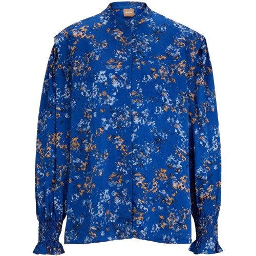 Front - Boss Womens/Ladies Floral Pattern Banded Collar Long-Sleeved Blouse