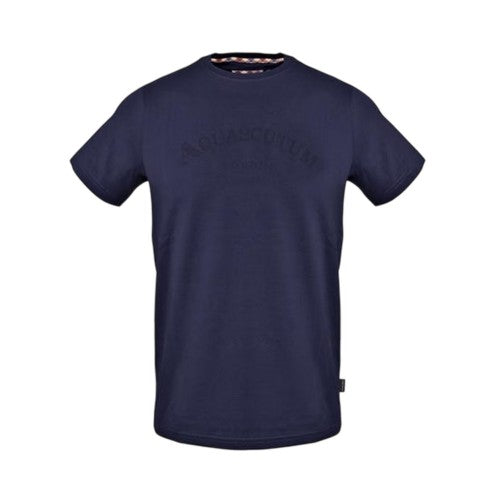 Front - Aquascutum Mens Arched Logo Crew Neck Regular T-Shirt