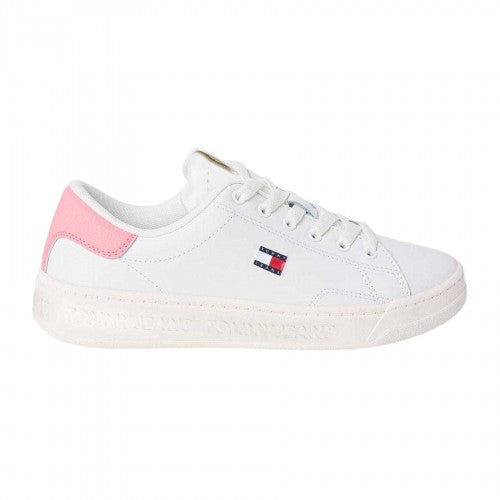 Front - Tommy Jeans Womens/Ladies Script Leather Trainers
