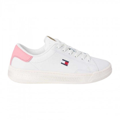 Front - Tommy Jeans Womens/Ladies Script Leather Trainers