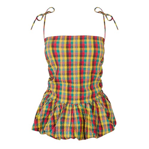 Front - AmyLynn Womens/Ladies Sabrina Plaid Peplum Tank Top
