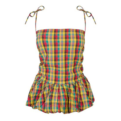 Front - AmyLynn Womens/Ladies Sabrina Plaid Peplum Tank Top