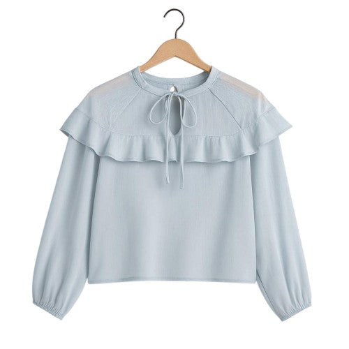 Front - I Saw It First Womens/Ladies Ruffled Long-Sleeved Blouse