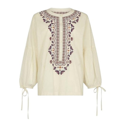 Front - Raffya Womens/Ladies Notch Neck Balloon Sleeve Blouse