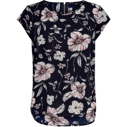 Front - Only Womens/Ladies Vic Floral Crew Neck Short-Sleeved Blouse
