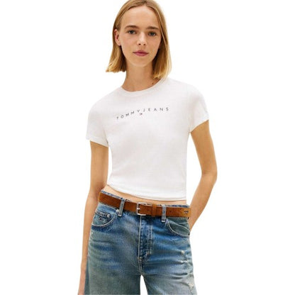 Front - Tommy Jeans Womens/Ladies Linear Slim T-Shirt