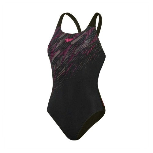 Front - Speedo Womens/Ladies Hyperboom Placement Muscleback One Piece Swimsuit