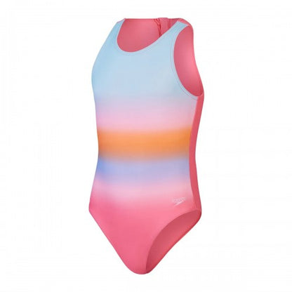 Front - Speedo Girls Hydrasuit One Piece Swimsuit