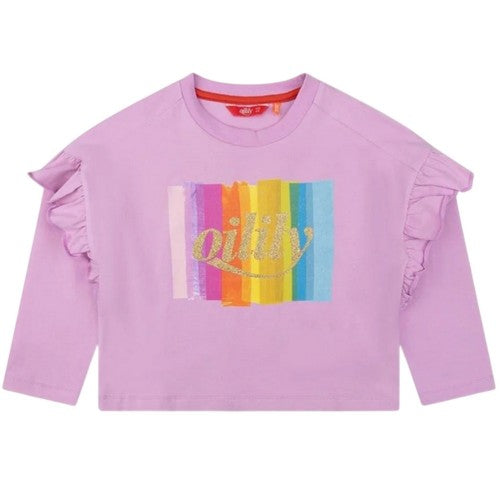 Front - Oilily Girls Bow Frill Crop T-Shirt