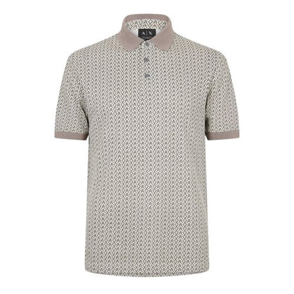Front - Armani Exchange Mens Monogram Short-Sleeved Polo Shirt