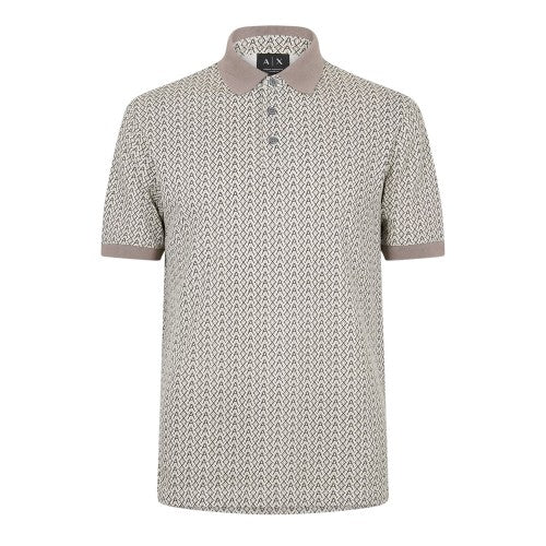 Front - Armani Exchange Mens Monogram Short-Sleeved Polo Shirt