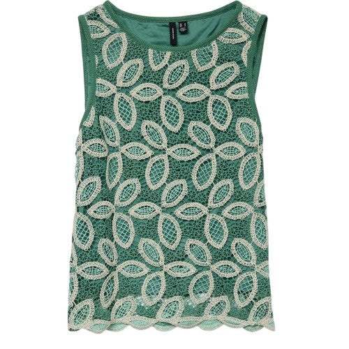 Front - Vero Moda Womens/Ladies Lace Crew Neck Sleeveless Blouse