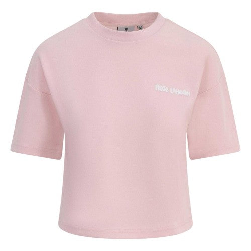 Front - Rose London Girls Authentic Logo Cropped T-Shirt