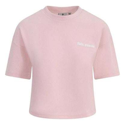 Front - Rose London Girls Authentic Logo Cropped T-Shirt