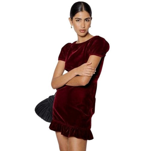 Front - Nobody´s Child Womens/Ladies Cosmo Velvet Puff Sleeve Mini Dress