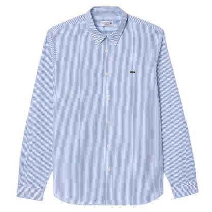 Front - Lacoste Mens Striped Premium Cotton Regular Button-Down Shirt