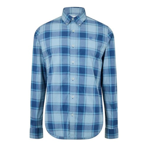 Front - Timberland Mens Checked Poplin Long-Sleeved Button-Down Shirt