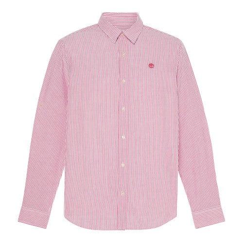 Front - Timberland Mens Striped Seersucker Long-Sleeved Button-Down Shirt