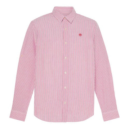 Front - Timberland Mens Striped Seersucker Long-Sleeved Button-Down Shirt