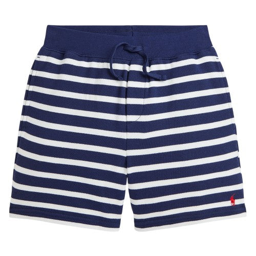 Front - Ralph Lauren Boys Fleece Striped Sweat Shorts