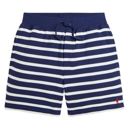 Front - Ralph Lauren Boys Fleece Striped Sweat Shorts