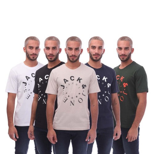 Front - Jack And Jones Mens Warrior S T-Shirt (Pack of 5)