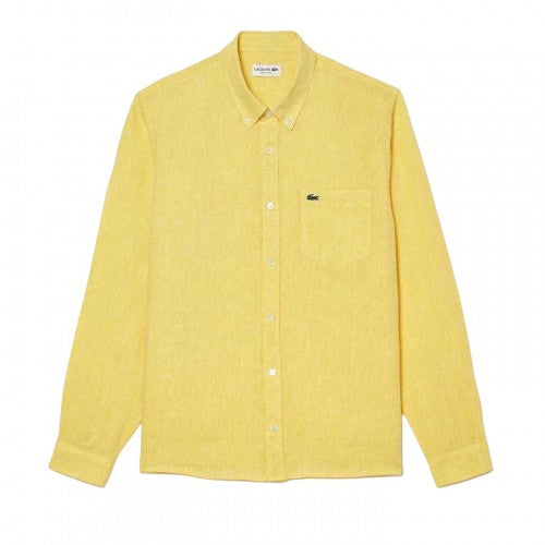 Front - Lacoste Mens Linen Button-Down Shirt