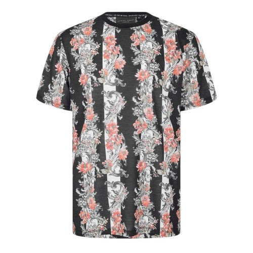 Front - Criminal Damage Mens Chalky Floral Stripe T-Shirt
