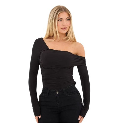 Front - I Saw It First Womens/Ladies Ruched Fitted Off-the-Shoulder Top