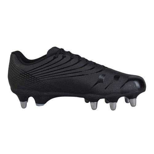 Front - Canterbury Mens Stampede Groundbreak Team Patterned Leather Soft Ground Rugby Boots