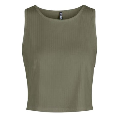 Front - Pieces Womens/Ladies Cropped Slim Sleeveless Tank Top